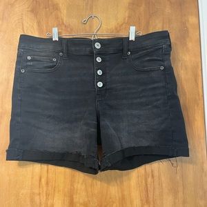 American Eagle Button Front Black Denim Shorts
